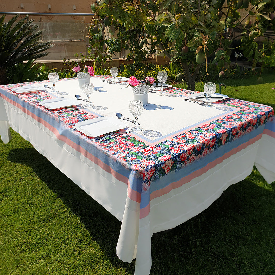 Salmon Flowery Rectangular Table cloth