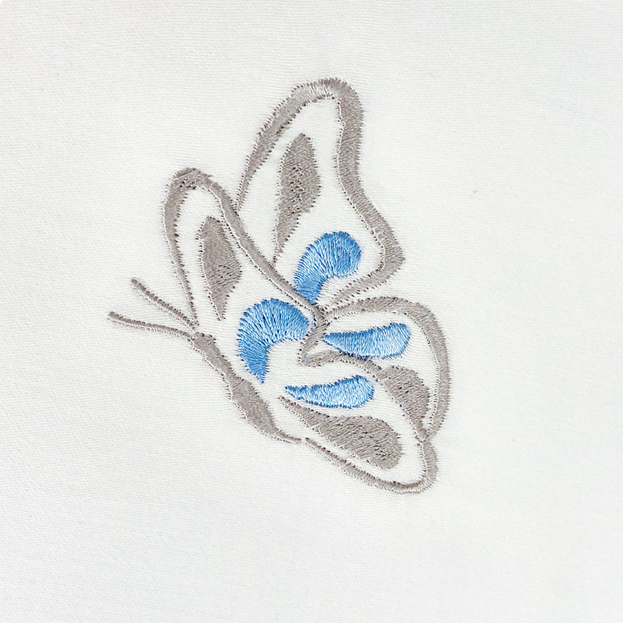 Blue embroidered Butterflies Duvet Cover