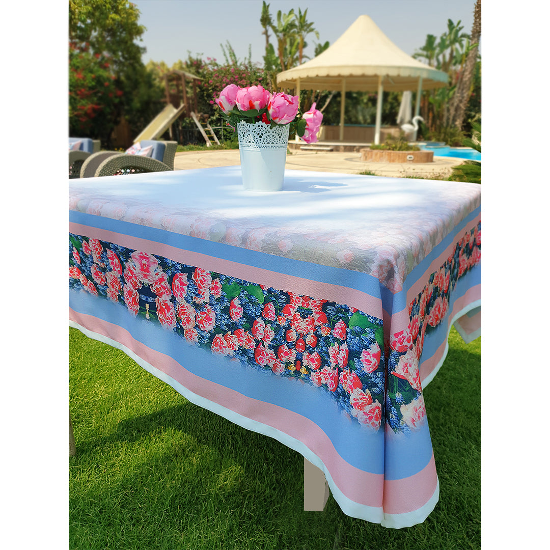 Salmon Flowery Square tablecloth.