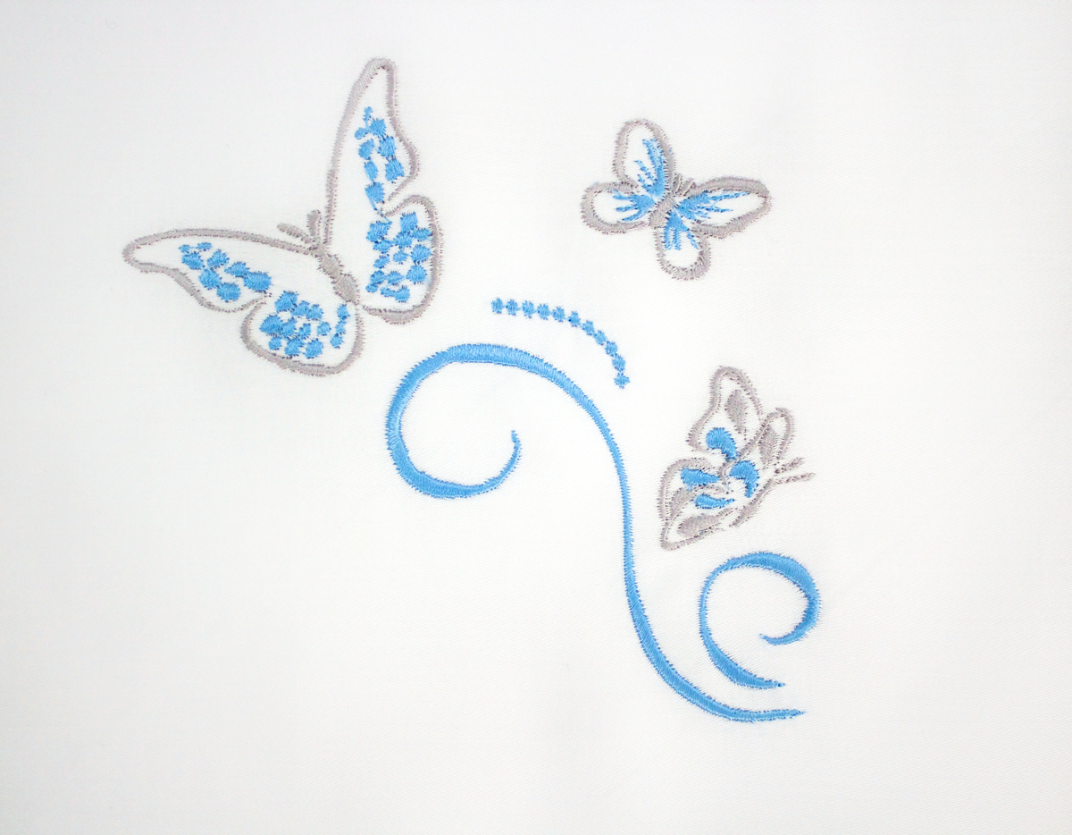 Blue embroidered Butterflies Duvet Cover