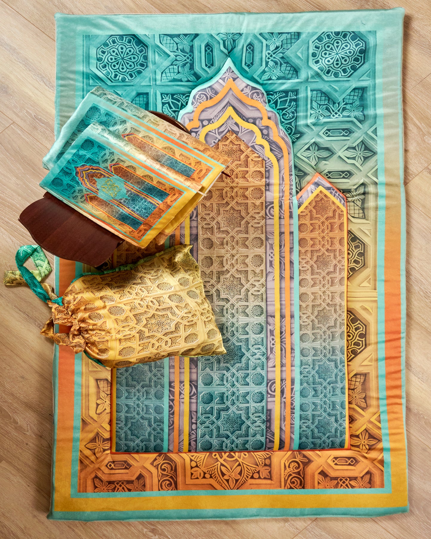 Mint Islamic Padded Praying Carpet