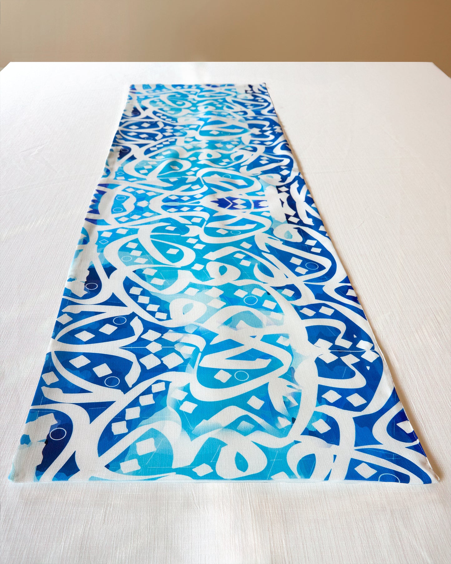 Blue Calligraphy Table Runner