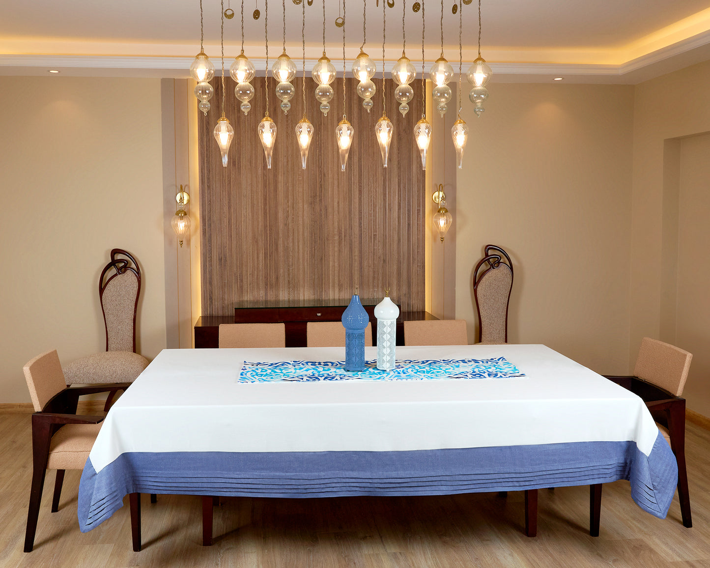 Blue Calligraphy Table Runner