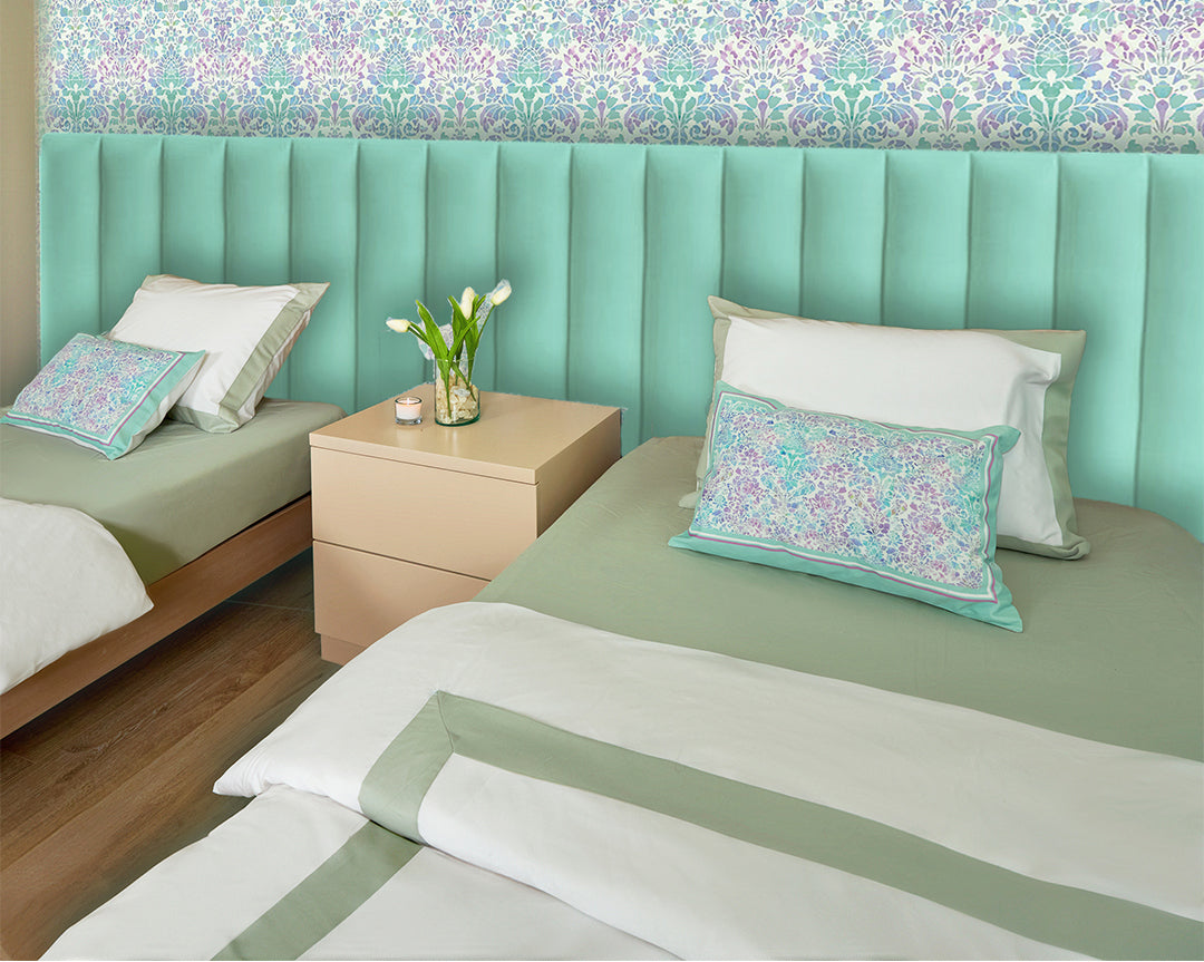 Mint White Borders Duvet cover.