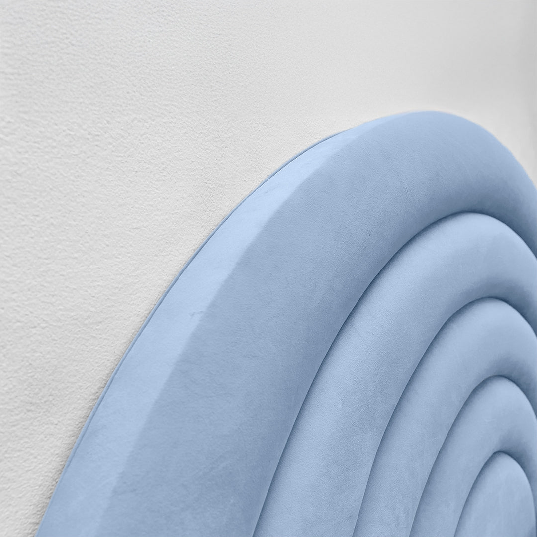 Light blue Circular wood x velvet  Bed