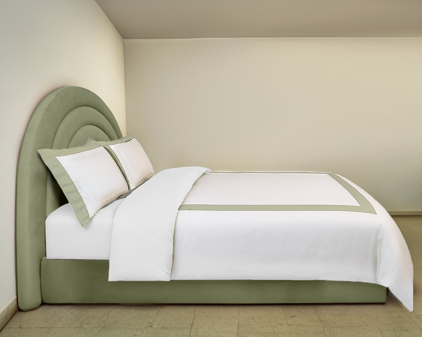 Olive Circular Full wood x velvet Full Bed
