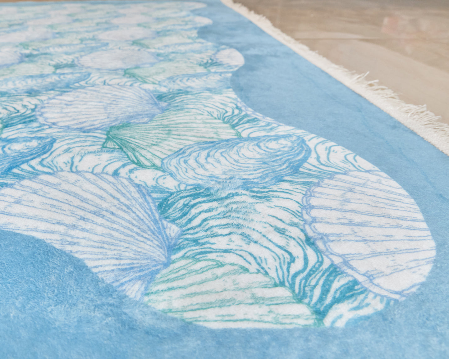 Blue Wavy Seashells Carpet