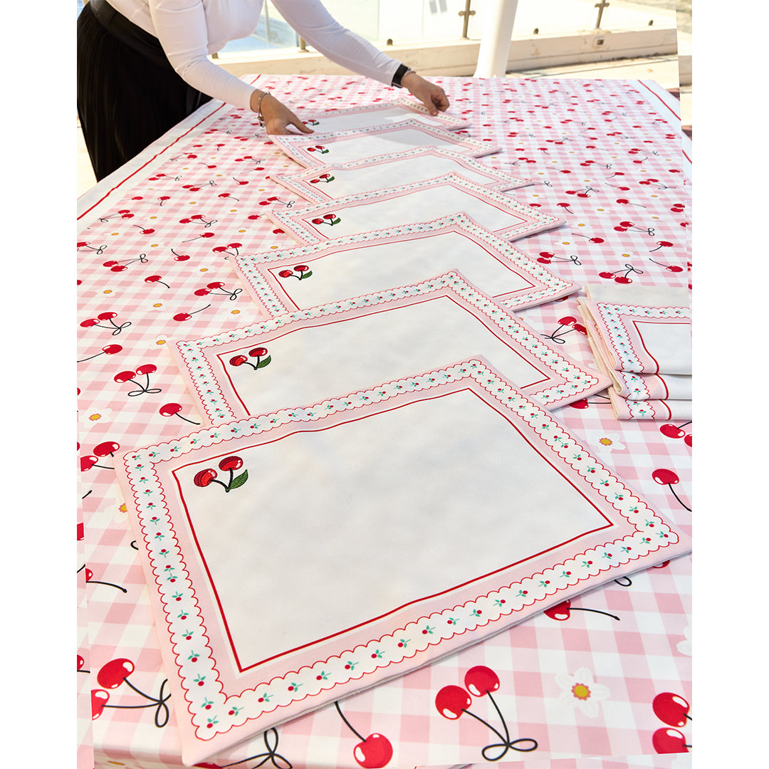 Cherries embroidered Placemats