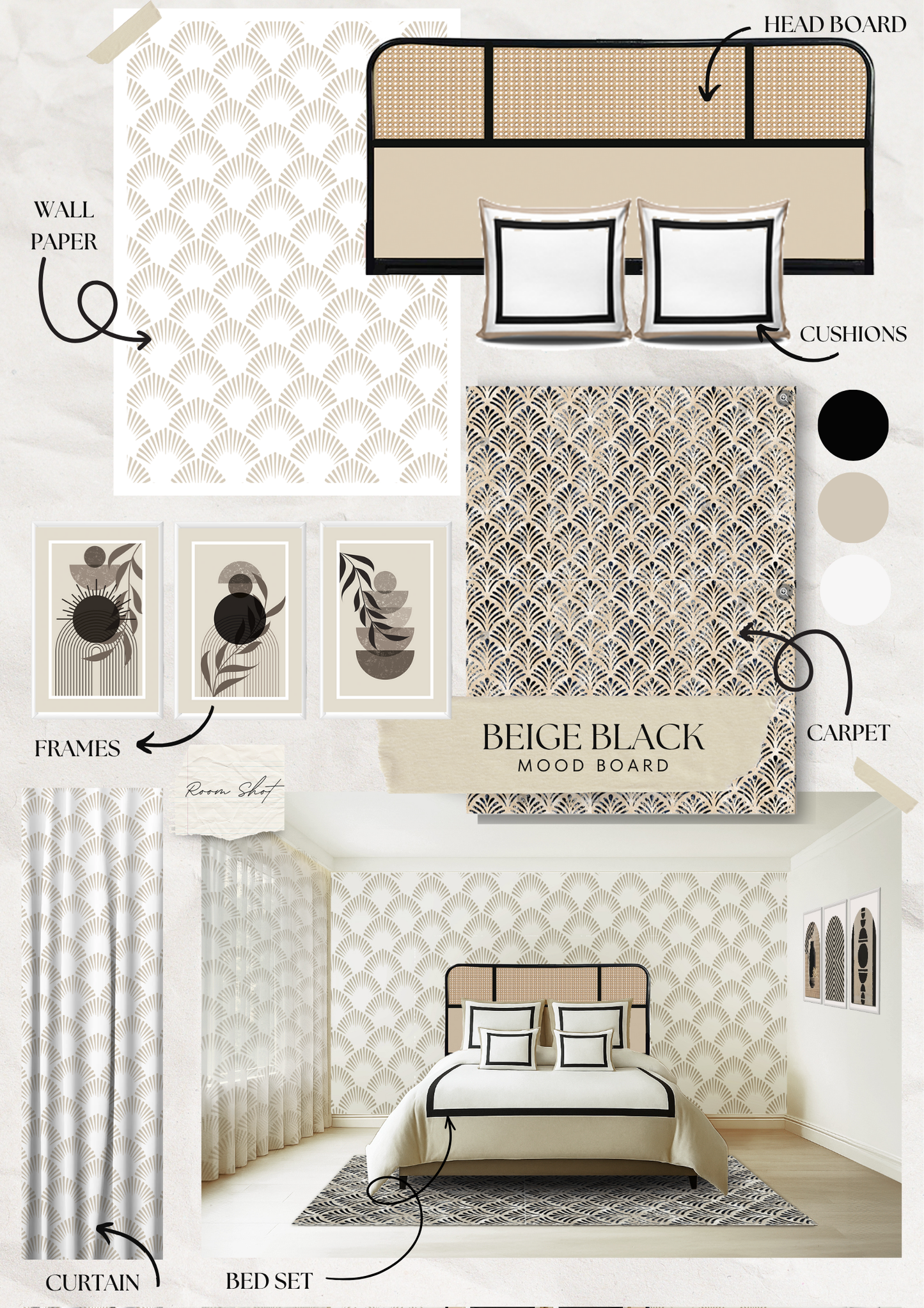 Beige Black Frame Artwork