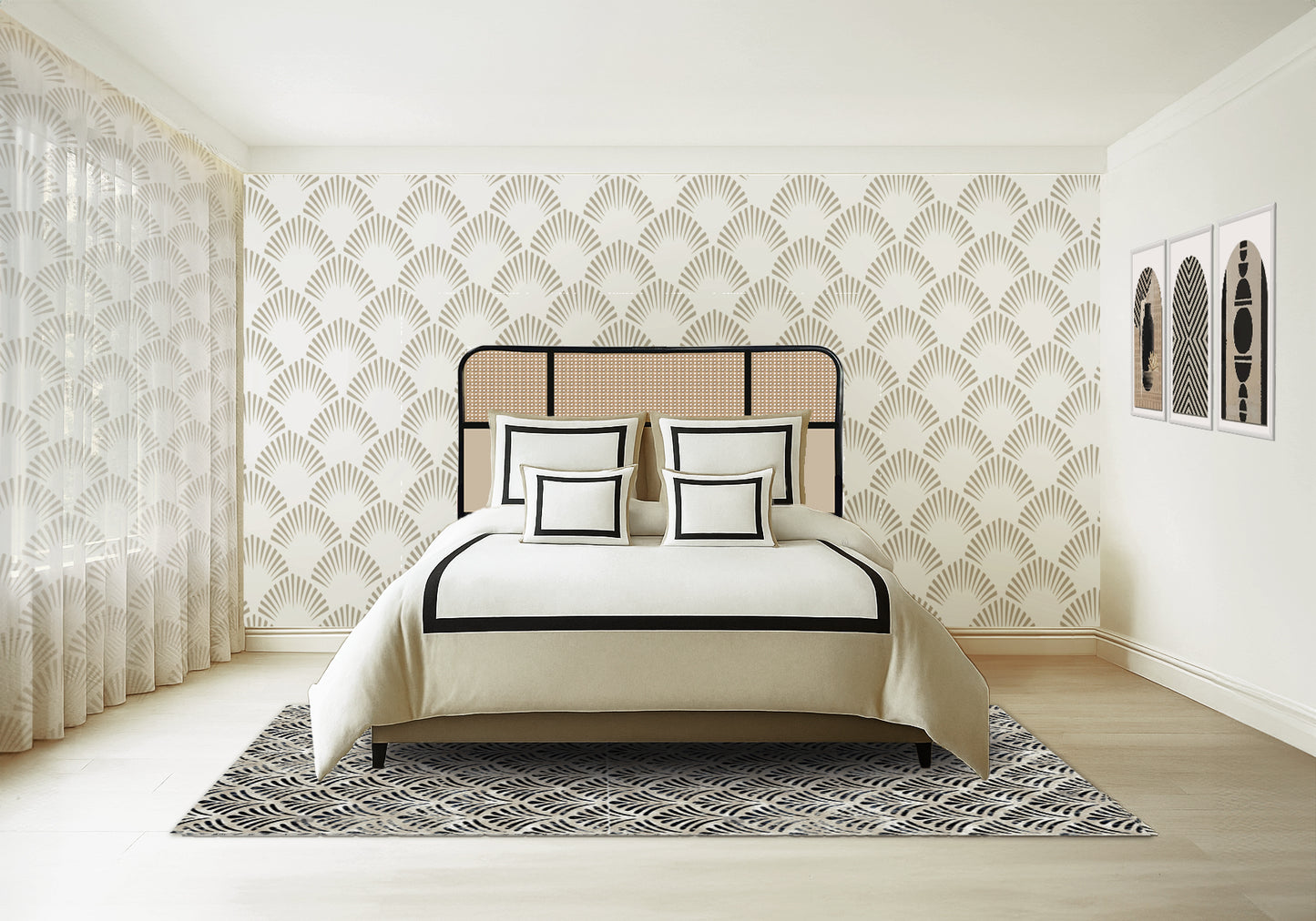 Beige Black Design Curtain