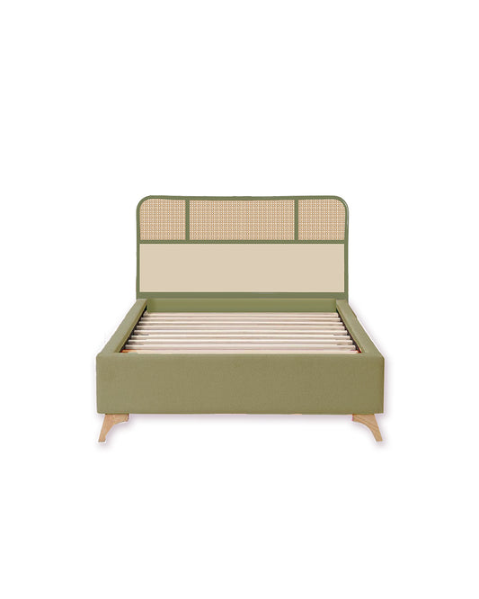 Olive Cane x solid wood Full Bed