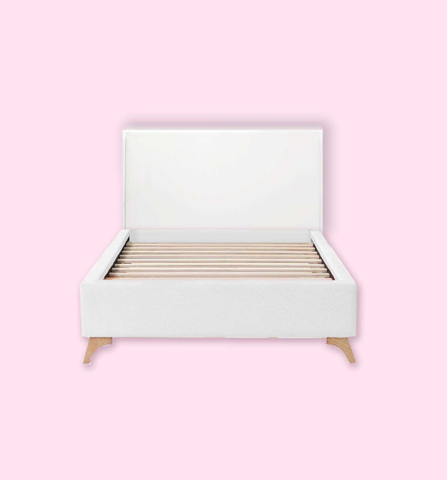 White Rectangular Full wood x velvet Full Bed