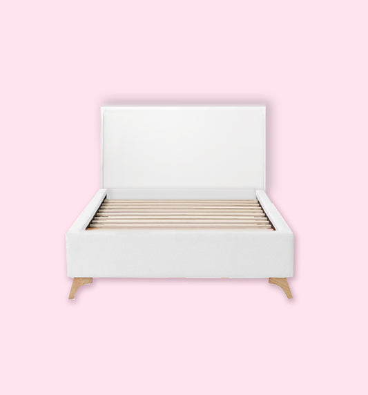 White Rectangular Full wood x velvet Full Bed