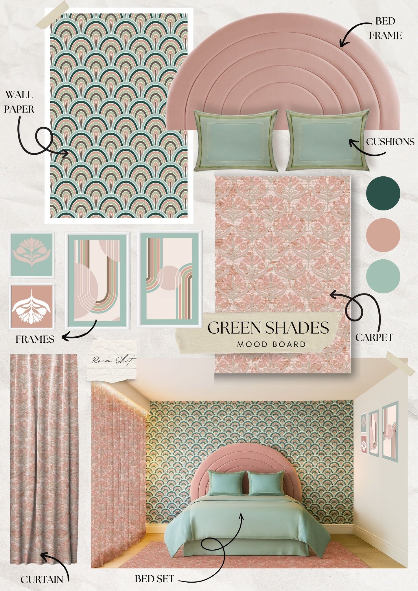 Salmon Flowers Curtain