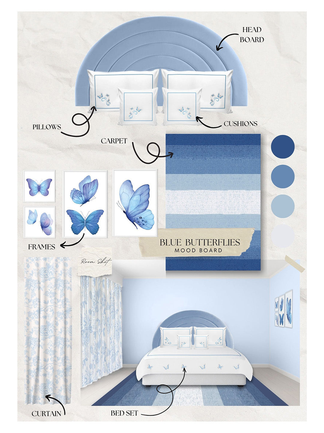 Blue Butterflies Frame Artwork