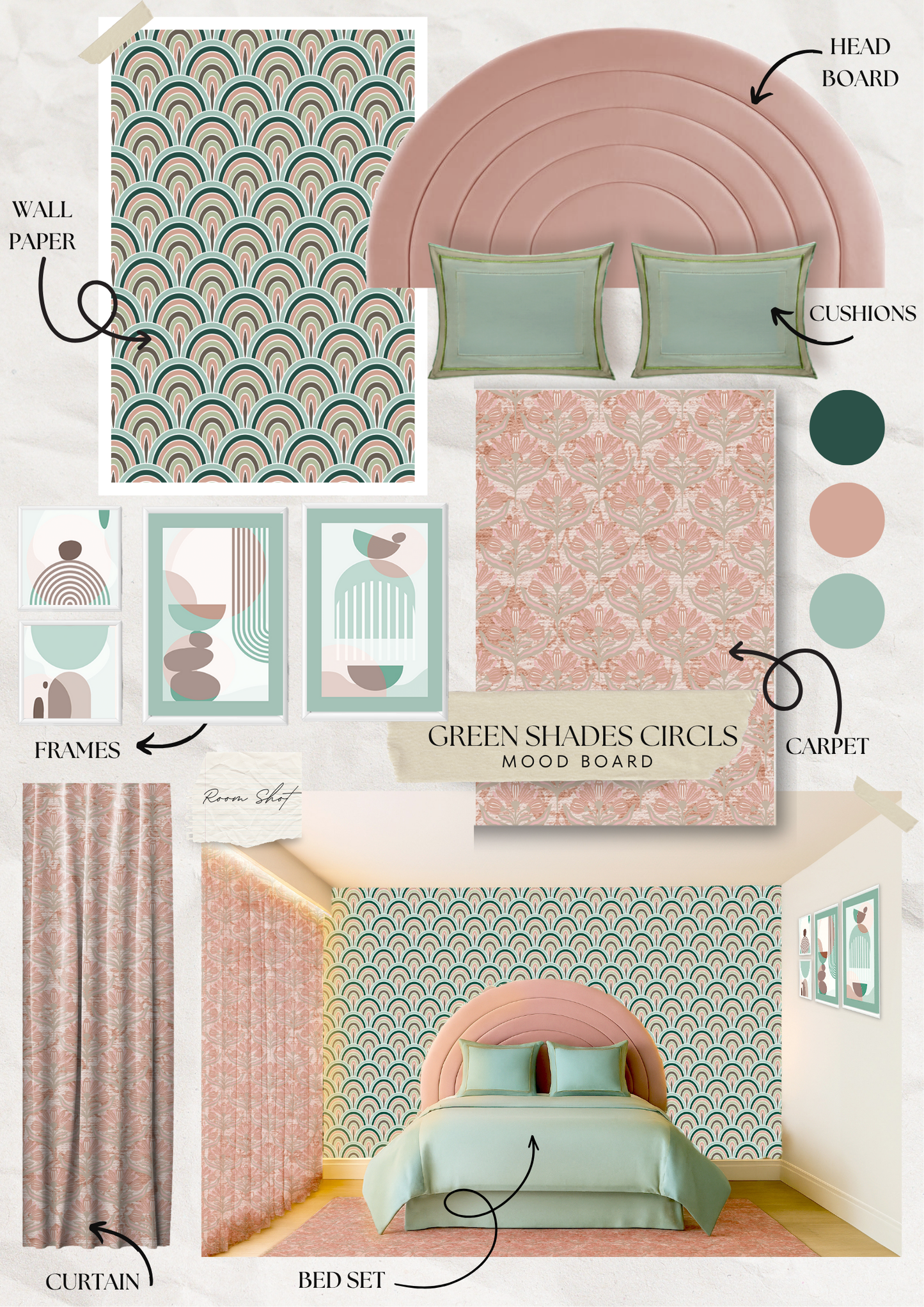 Circular Full wood x velvet Full Bed
