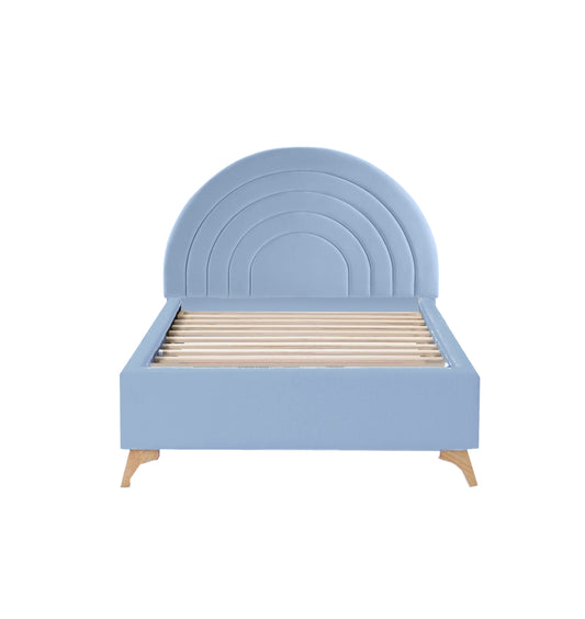 Light blue Circular wood x velvet  Bed