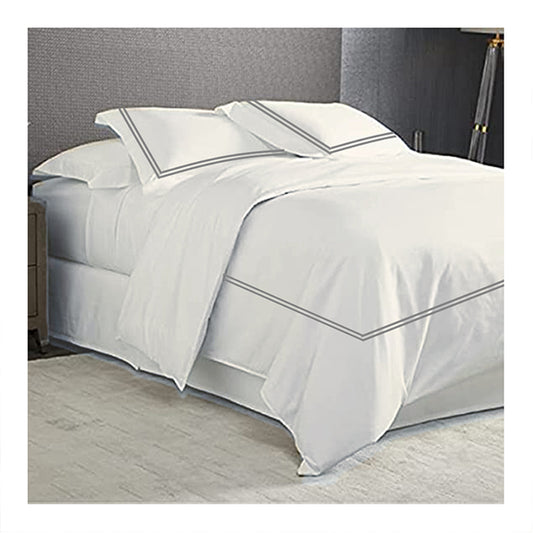 Embroidered 2 Frames White Duvet Cover