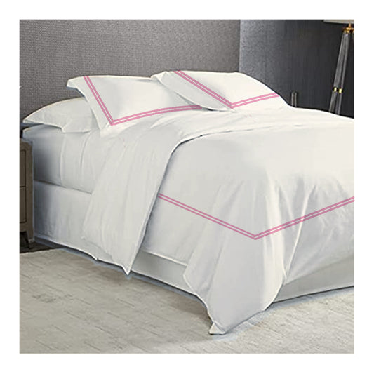 Embroidered 2 Frames White Duvet Cover.