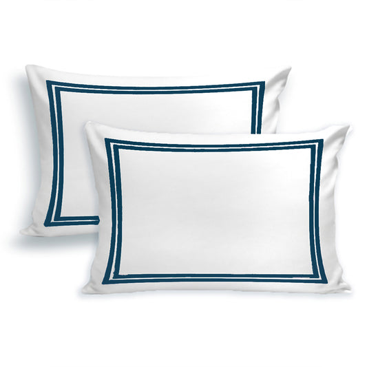 Embroidered 2 Navy Frames Pillow Cases