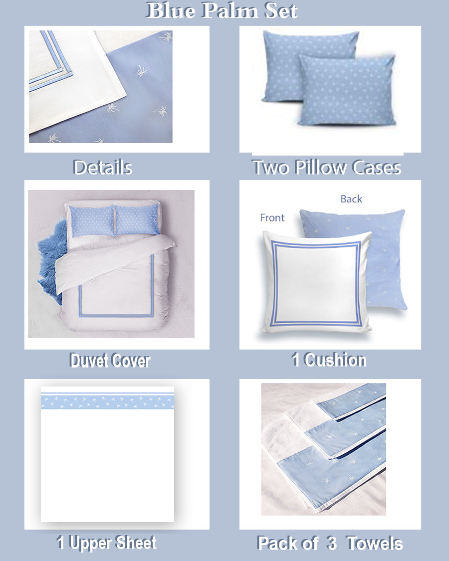Light Blue Palm Full Bed set
