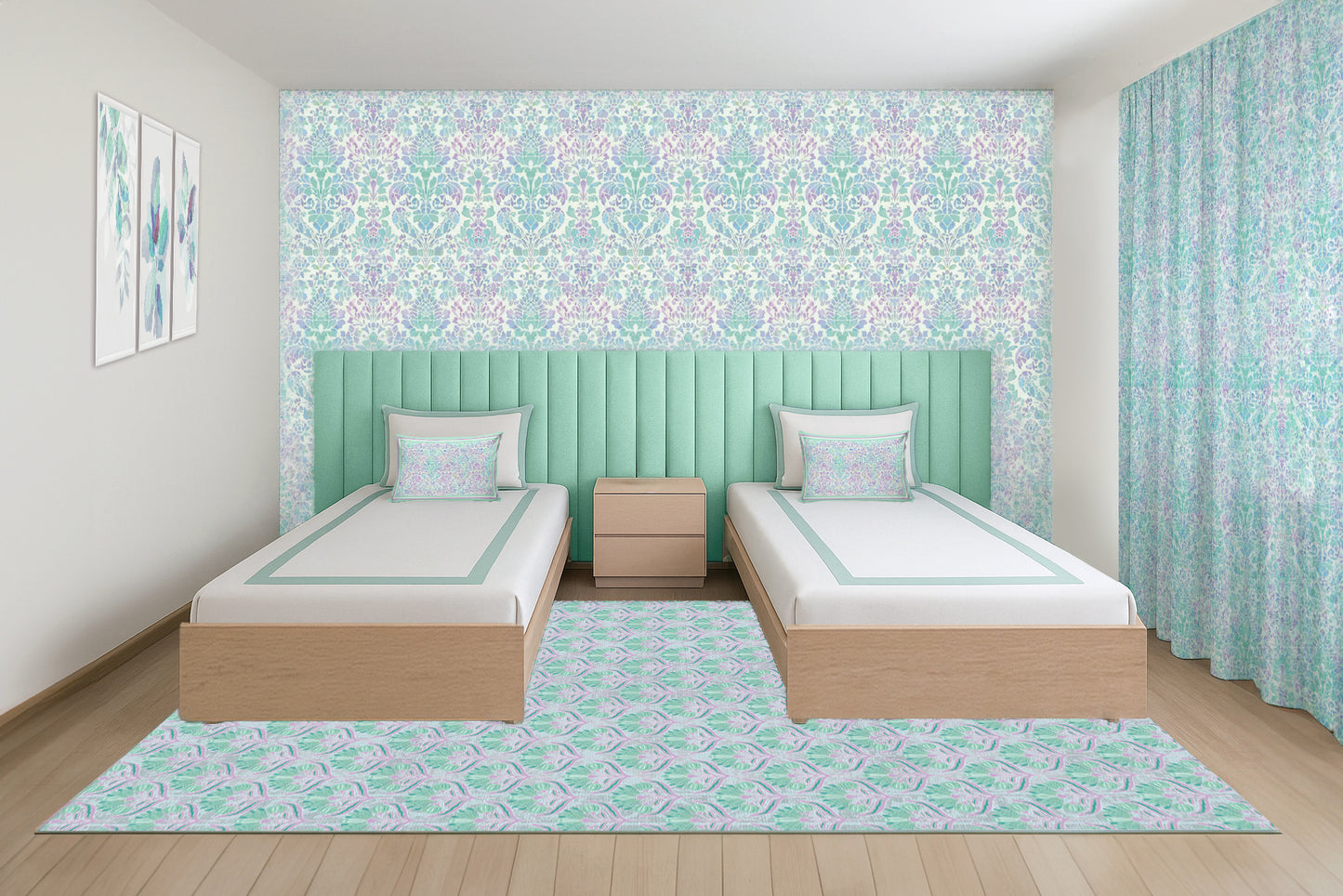 Mint White Borders Duvet cover.