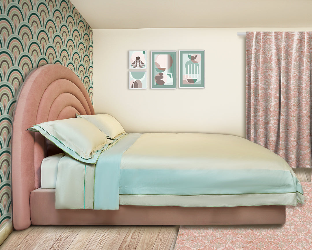 Circular Full wood x velvet Full Bed