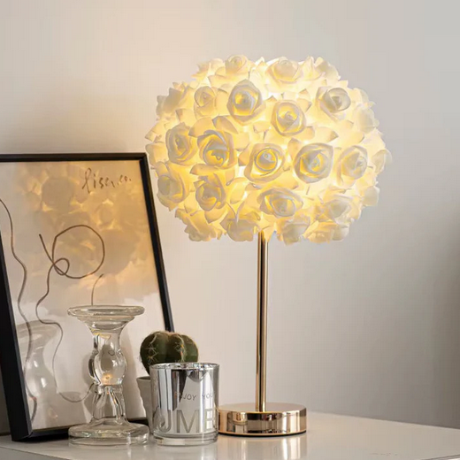 White Floral Rose Table Lamp