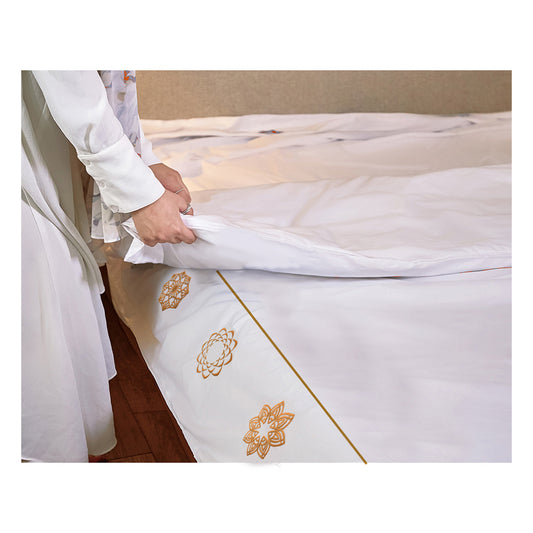 Golden embroidered Mandalas Duvet Cover
