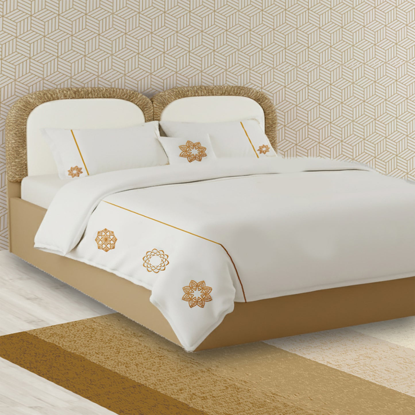 Gold  Full wood x velvet Full Bed
