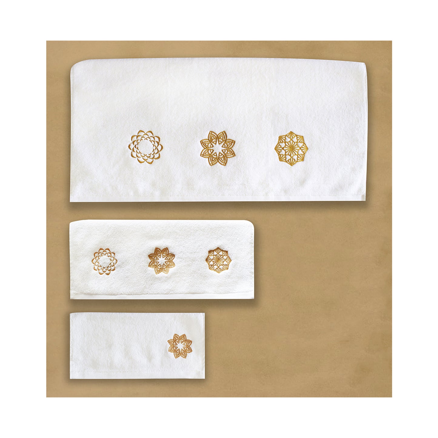 Gold Embroidered Towels Set
