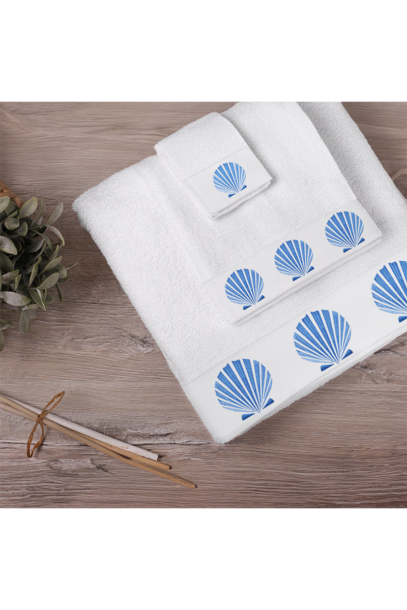 Wavy Blue shells Towels set.