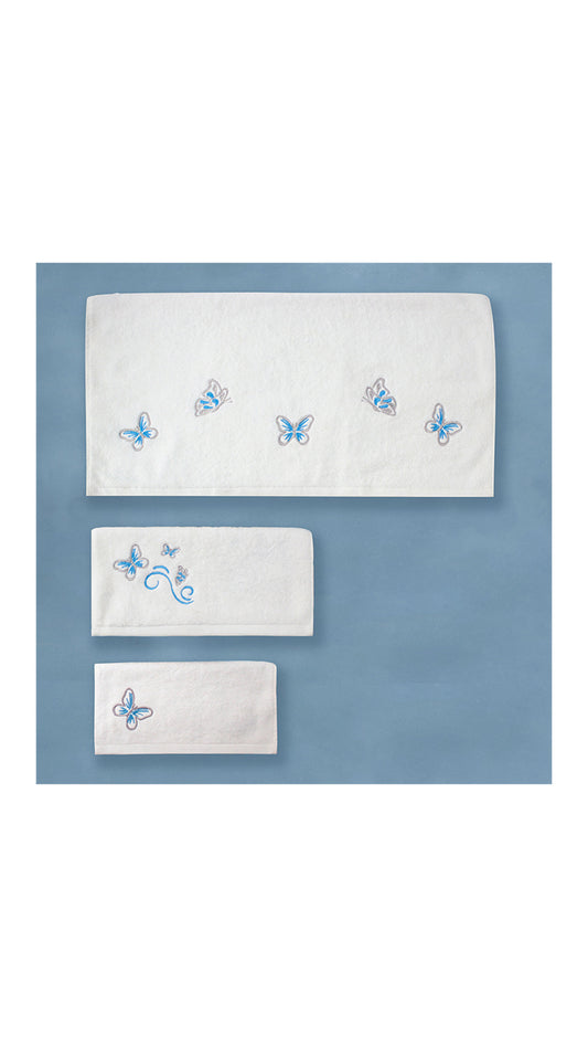 Blue Butterflies Embroidered Towels Set