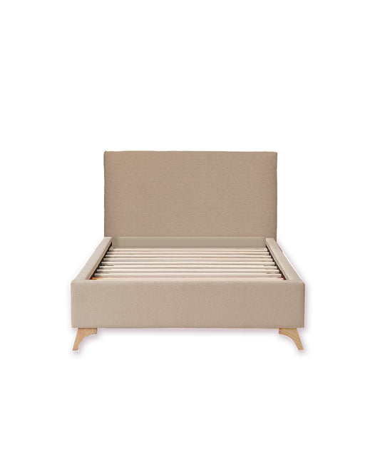 Beige Rectangular Full wood x velvet Full Bed