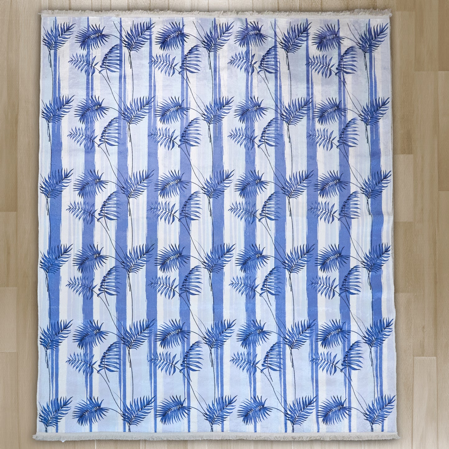 Blue wavy Leaves Carpet