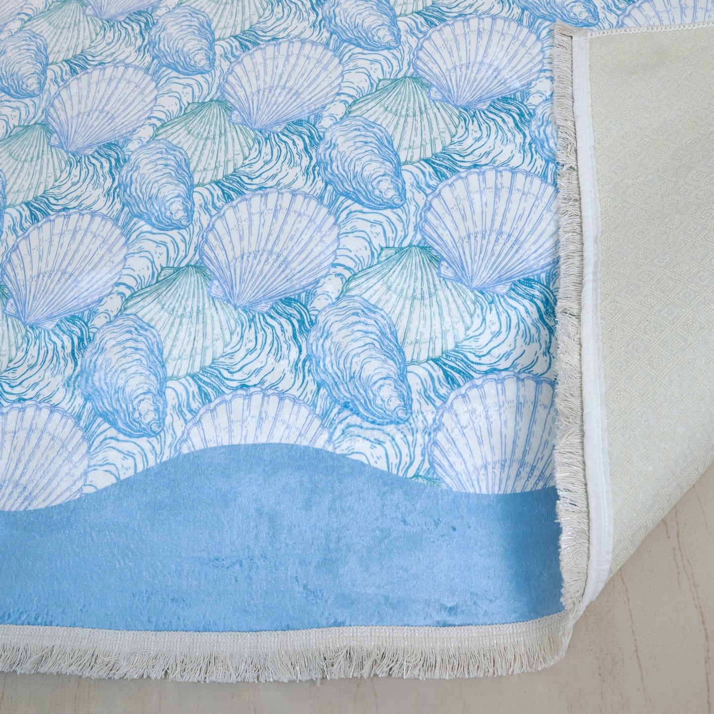 Blue Wavy Seashells Carpet