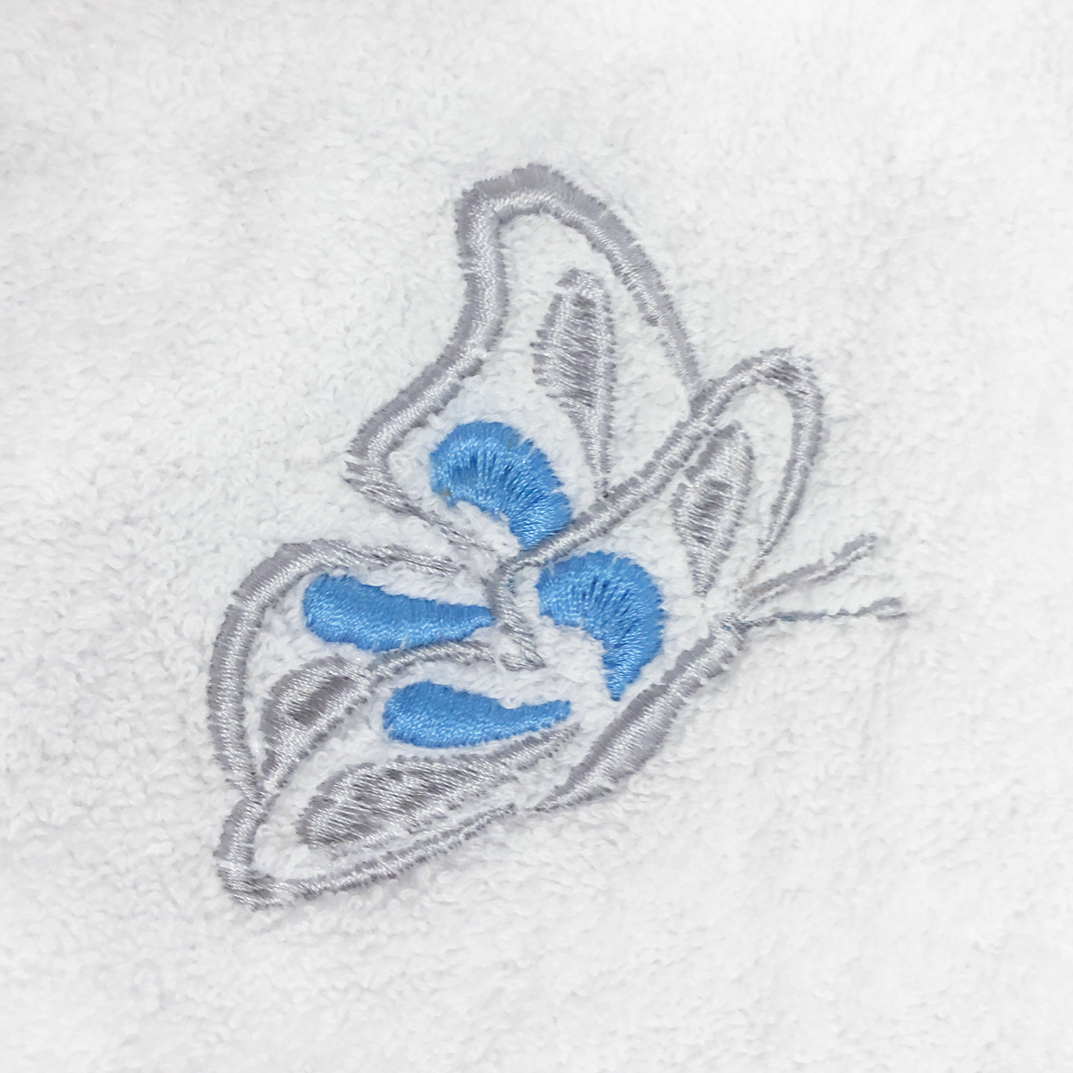 Blue Butterflies Embroidered Towel