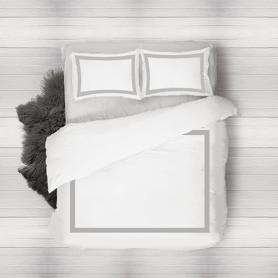 Gray White Borders Duvet cover