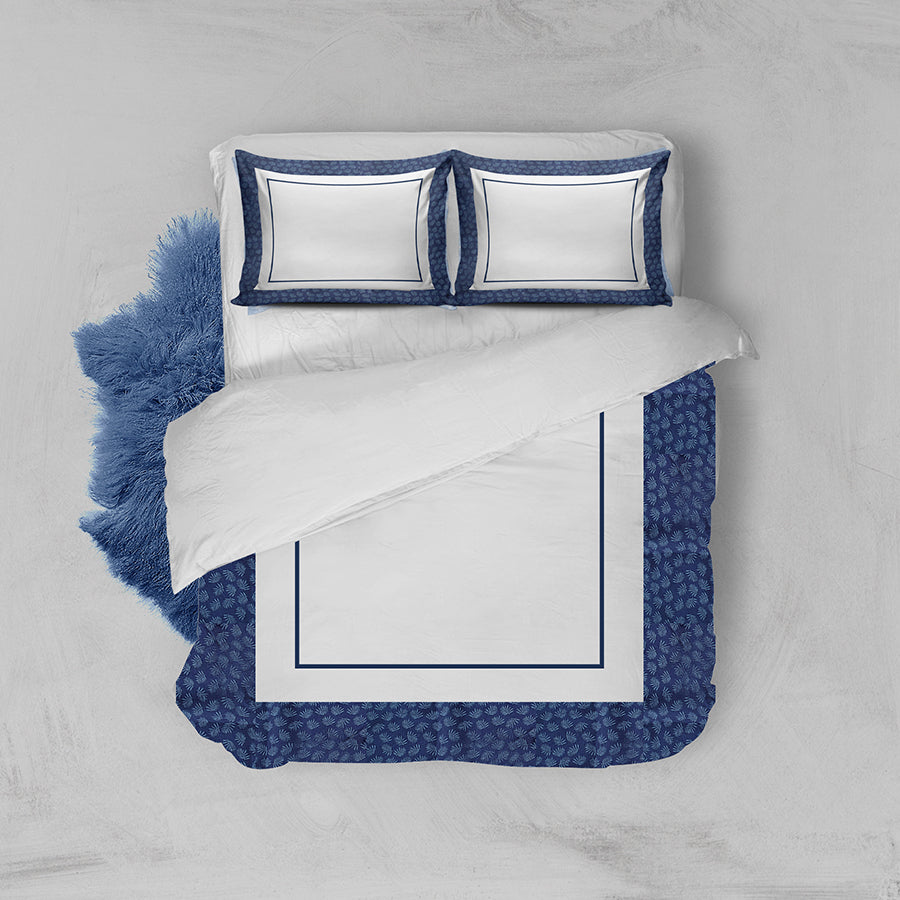 Navy Leaves Full Bed set