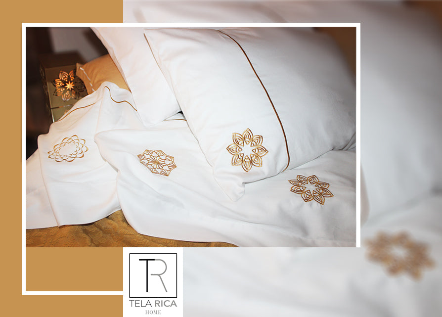 Embroidered Golden Full Bed set