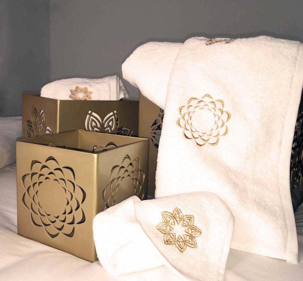 Gold Embroidered Towels Set