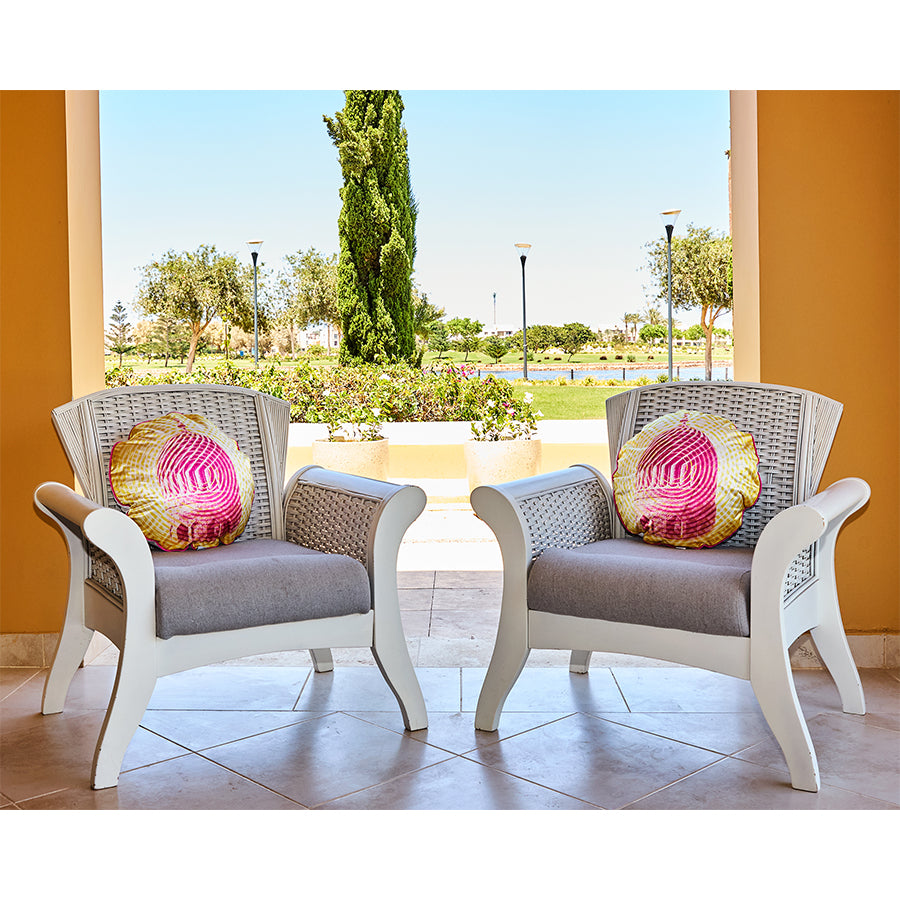 Pink x Yellow Dome Velvet Cushion