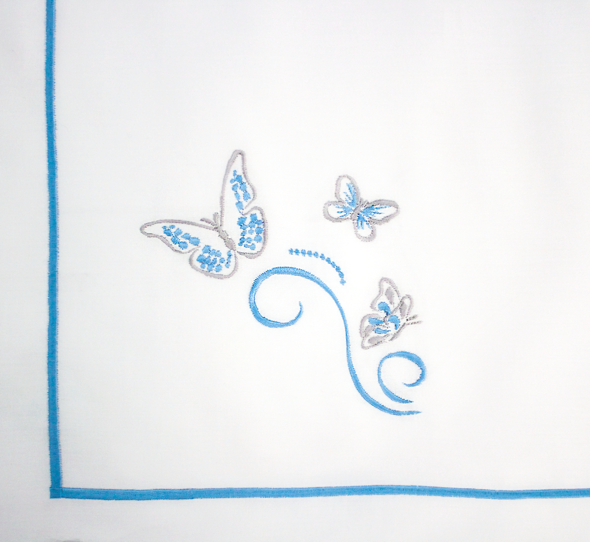 Blue Embroidered Butterflies Pillow Cases