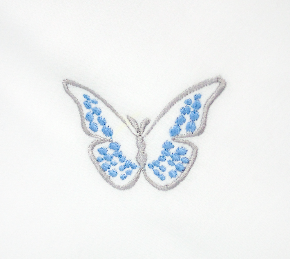Blue embroidered Butterflies Duvet Cover