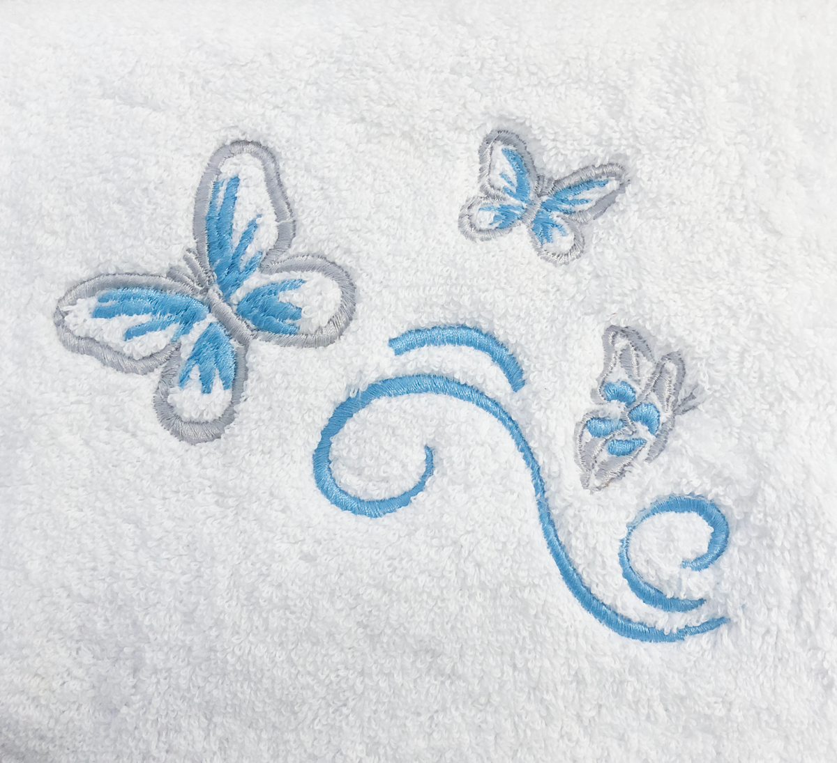 Blue Butterflies Embroidered Towel