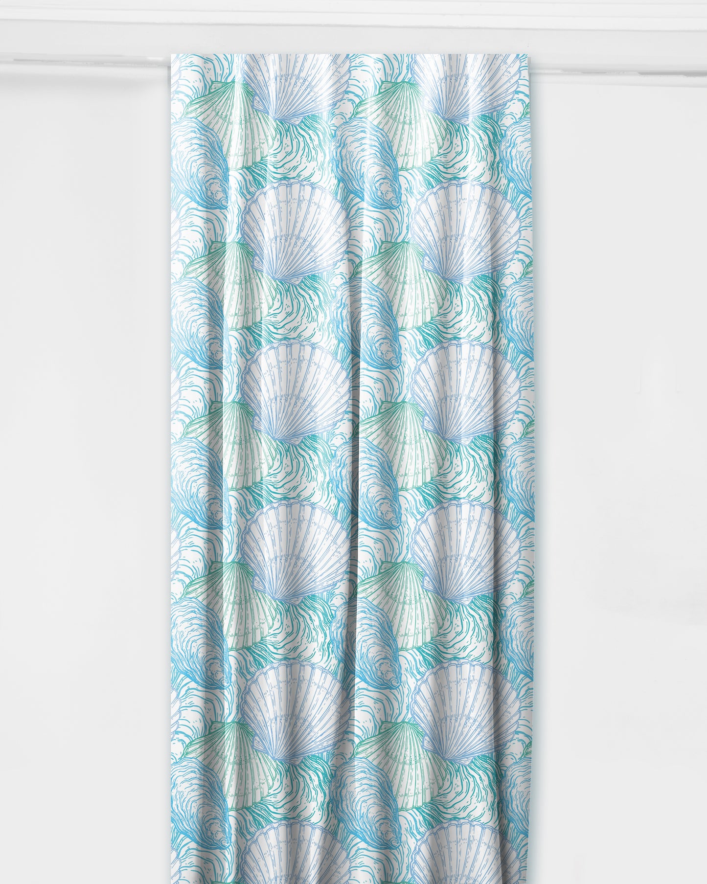 Blue Wavy Shells Curtain