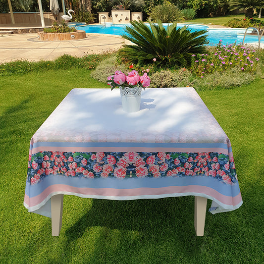 Salmon Flowery Square tablecloth.