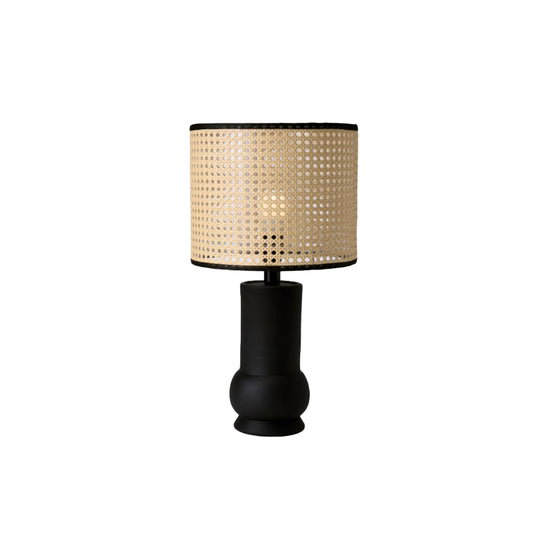 Black Rattan Table Lamp by Cove