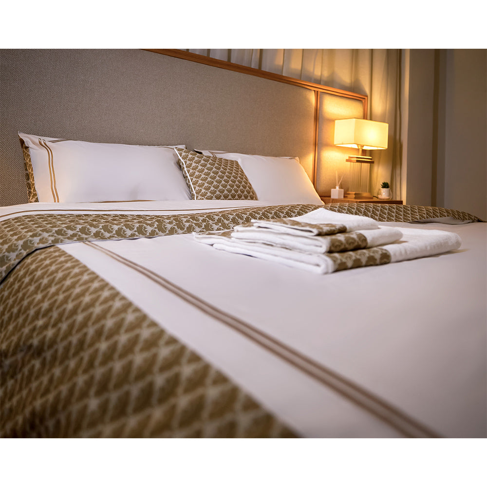 Brown embroidered Linen  Duvet Cover