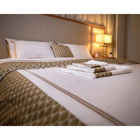 Brown embroidered Linen  Duvet Cover